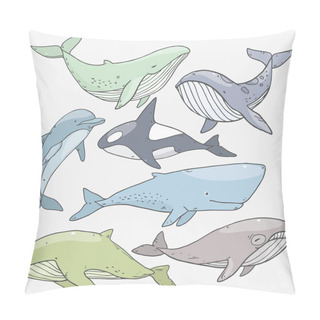 Personality  Pattern With Sea Life Collection Of Whales Pillow Covers