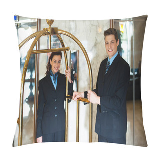 Personality  Concierges Holding The Cart And Posing Pillow Covers