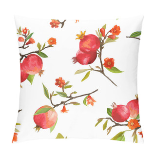 Personality  Seamless Pattern. Pomegranate Tropical Background. Floral Pattern. Flowers, Leaves, Fruits. Vector Pillow Covers