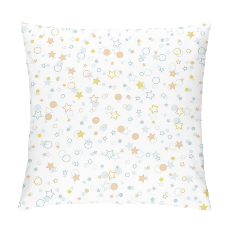 Personality  Seamless vector pattern with multicolor stars, circles and dots on white background. pillow covers
