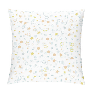 Personality  Seamless Vector Pattern With Multicolor Stars, Circles And Dots On White Background. Pillow Covers