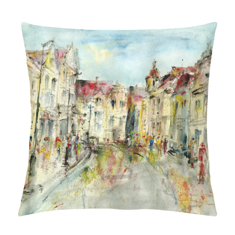 Personality  Street in the old town, art illustration pillow covers