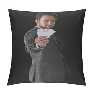 Personality  Businessman With Joker Cards Pillow Covers