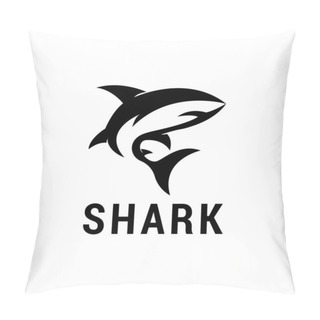 Personality  Simple Shark Silhouette Black Color Illustration For Animal Element Idea Pillow Covers