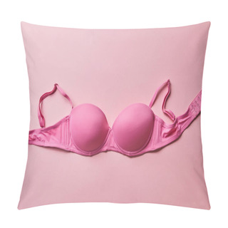 Personality  Top View Of Pink Brassiere On Light Pink Background, Breast Cancer Concept Pillow Covers