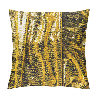 Personality  Top View Of Golden Textile With Shiny Sequins As Background  Pillow Covers