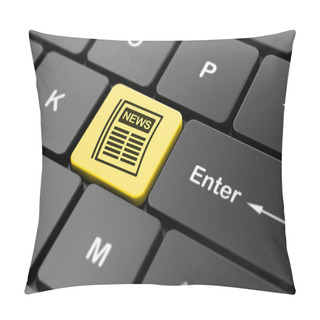 Personality  News Concept: Newspaper On Computer Keyboard Background Pillow Covers