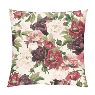 Personality  Watercolor Pattern With Peonies Pillow Covers