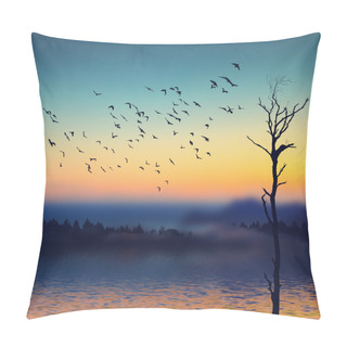 Personality  Birds Flying Over The River Pillow Covers