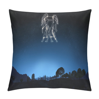 Personality  Zodiac Sign Gemini With A Star And Symbol Outline Pillow Covers