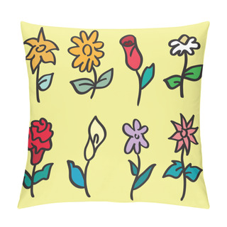Personality  Hand Drawn Flower Stalk Vector Cartoon Illustration Pillow Covers