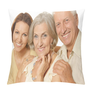 Personality  Happy Senior Parents With Daughter Pillow Covers