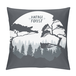 Personality  Pine Forest Hand Drawn Vector Illustration Pillow Covers