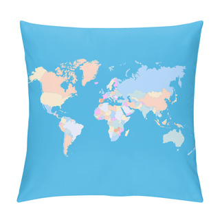 Personality  Colorful Map Of The World. Vector Illustration. Pillow Covers