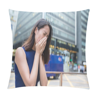 Personality  Woman Suffering From Nose Allergy Pillow Covers