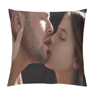 Personality  Sensual Kiss. Close-up Of Beautiful Passionate Sexy Couple Kissing. Fine Art Portrait Of Lovers Kisses. Naughty And Passionate. Young Husband And Wife. Pillow Covers
