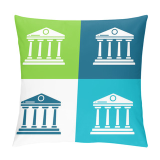 Personality  Bank Flat Four Color Minimal Icon Set Pillow Covers