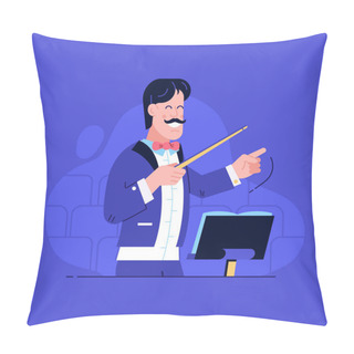 Personality  Orchestra Conductor Directing With Baton Pillow Covers