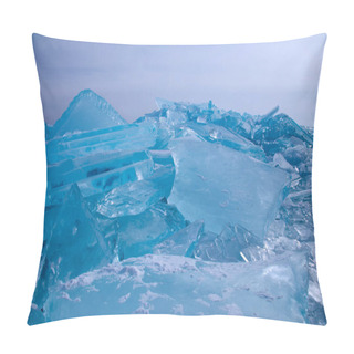 Personality  Lake Baikal In Winter. Beautiful View Of Frozen Water. Textured Blocks Of Clear Blue Ice. Mountains And Icy Texture Landscapes. Observation Of Wild World. Adventure On Lake Baikal, Russia Pillow Covers