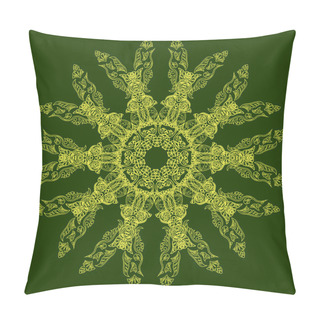 Personality  Indian Ornate Mandala. Doily Round Lace Pattern, Circle Background With Many Details, Looks Like Crocheting Handmade Lace, Lacy Arabesque Designs.Orient Traditional Ornament. Oriental Motif Pillow Covers