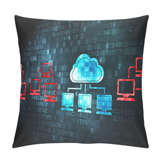 Personality  Cloud Computing Concept: Cloud Technology On Digital Background Pillow Covers