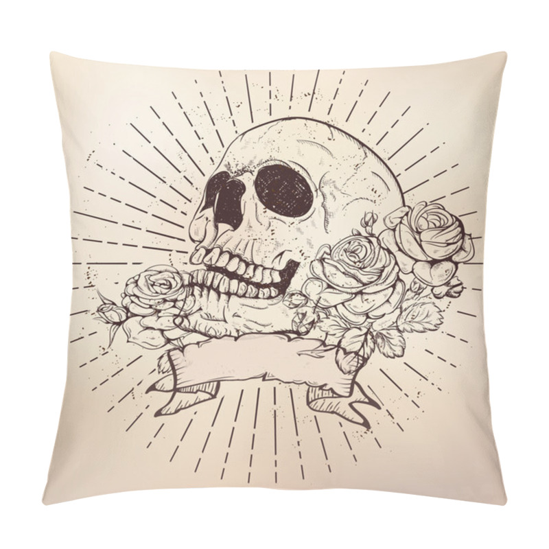Personality  skull with roses pillow covers