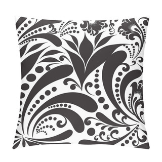Personality  Black And White Paisley Vector Seamless Pattern. Ethnic Style Floral Ornamental Background. Vintage Hand Drawn Paisley Flowers, Leaves, Swirls. Elegance Beautiful Ornaments. Endless Isolated Texture Pillow Covers