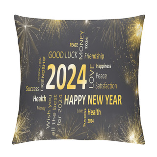 Personality  New Years Card Happy New Year 2024 And Wishes Pillow Covers