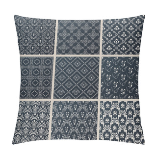 Personality  Vector Seamless Vintage Backgrounds Set Black Baroque Pattern Pillow Covers