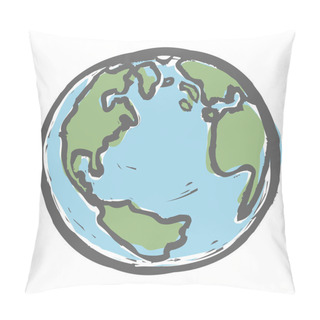 Personality  Hand Drawn Earth. Vector, EPS8 Pillow Covers