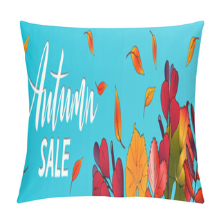Personality  Vector Horizontal Banner Autumn Sale Lettering With Leaves Pillow Covers