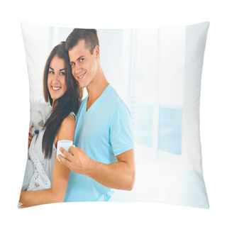 Personality  Close Up Portrait Of Happy Couple With Their Dog Pillow Covers