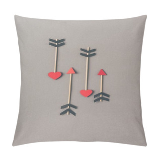Personality  Top View Of Four Arrows On Gray Surface, Valentines Day Concept Pillow Covers