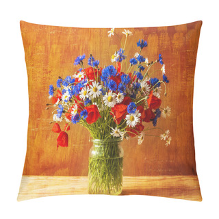 Personality  Still Life Bouquet Colorful Wild Flowers Pillow Covers