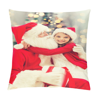 Personality  Smiling Little Girl With Santa Claus Pillow Covers