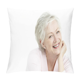 Personality  Studio Portrait Of Smiling Senior Woman Pillow Covers