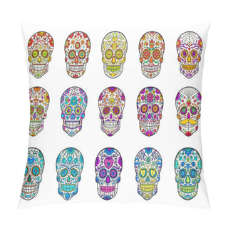 Personality  Set Of Hand Drawn Sugar Skulls. Collection Of Mexican Skulls For Mexican Day Of The Dead Pillow Covers