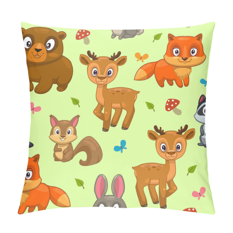Personality  Seamless pattern with cute cartoon forest animals pillow covers