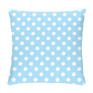 Personality  Seamless Pattern, Vector Includes Swatch That Seamlessly Fills Any Shape, Large White Polka Dots On Pastel Aqua Background Pillow Covers