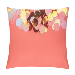 Personality  Vibrant Living Coral Color Of The Year 2019 Confetti Background. Festive Design. Pillow Covers