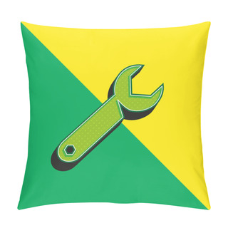 Personality  Adjustable Spanner Green And Yellow Modern 3d Vector Icon Logo Pillow Covers