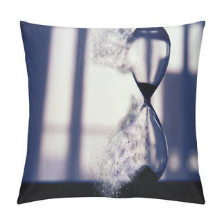 Personality  Hourglass As Time Passing And Pass Away Concept. Pillow Covers
