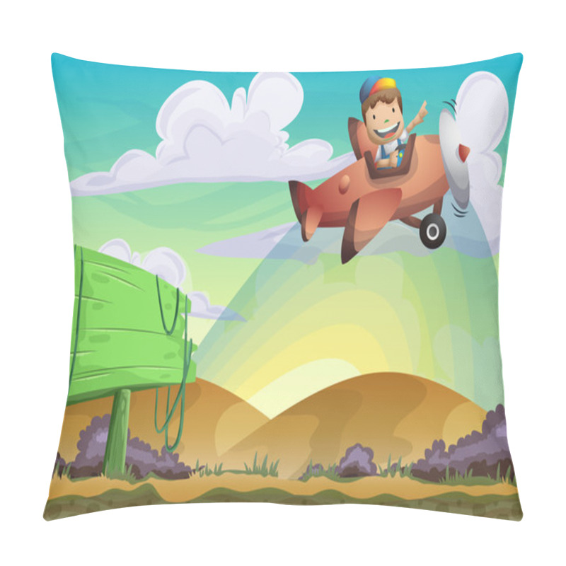 Personality  Cartoon vector kid on a plane background with separated layers pillow covers