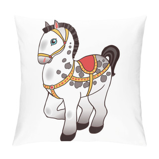 Personality  Toy Horse Isolated Vector Illustration. Pillow Covers