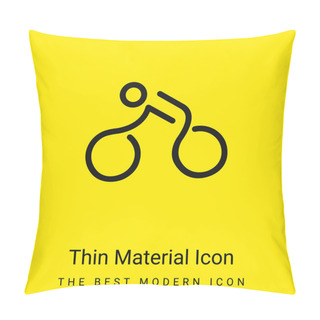 Personality  Bicycle Mounted By A Stick Man Minimal Bright Yellow Material Icon Pillow Covers