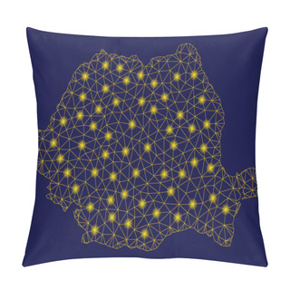 Personality  Yellow Mesh Wire Frame Romania Map With Flash Spots Pillow Covers