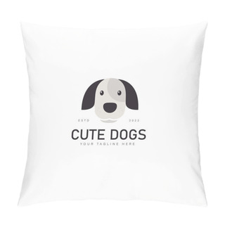 Personality  Cute Dog Face Logo Design Icon Illustration Pillow Covers