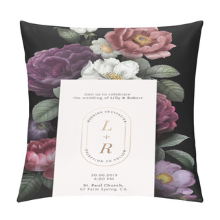 Personality  Beautiful Roses Wedding Invitation Card Template Vector Pillow Covers