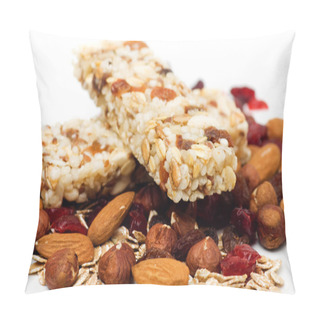 Personality  Granola Bar On White Background Pillow Covers