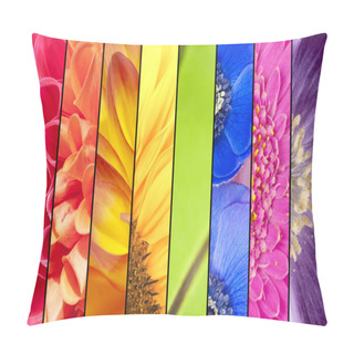Personality  Collage Of Flowers In Rainbow Colors Pillow Covers